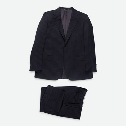 Dark Grey Pinstripe Wool Regular Fit 2 Piece Suit UK 46/40