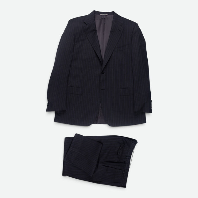 Dark Grey Pinstripe Wool Regular Fit 2 Piece Suit UK 46/40
