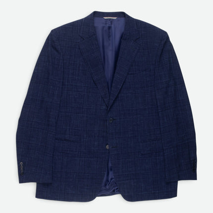 Navy Blue Wool Silk Linen Blend 2 Piece Suit UK 46/40