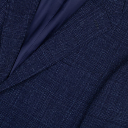 Navy Blue Wool Silk Linen Blend 2 Piece Suit UK 46/40