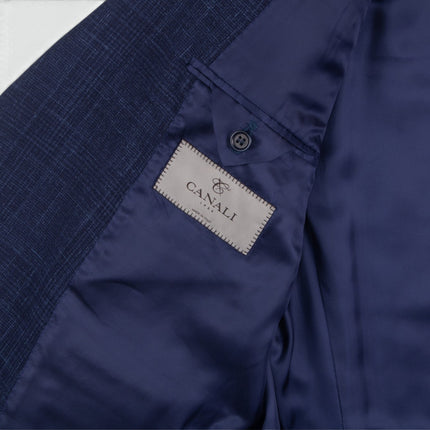 Navy Blue Wool Silk Linen Blend 2 Piece Suit UK 46/40
