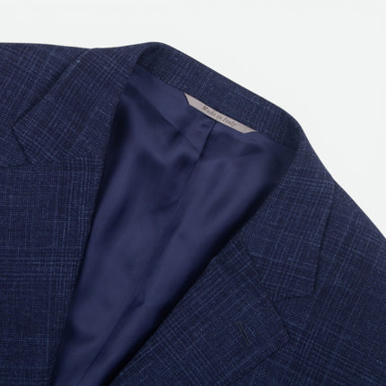 Navy Blue Wool Silk Linen Blend 2 Piece Suit UK 46/40