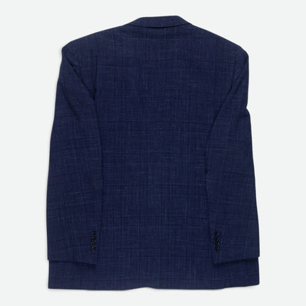 Navy Blue Wool Silk Linen Blend 2 Piece Suit UK 46/40