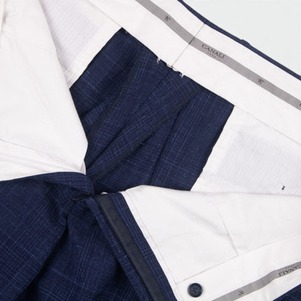 Navy Blue Wool Silk Linen Blend 2 Piece Suit UK 46/40