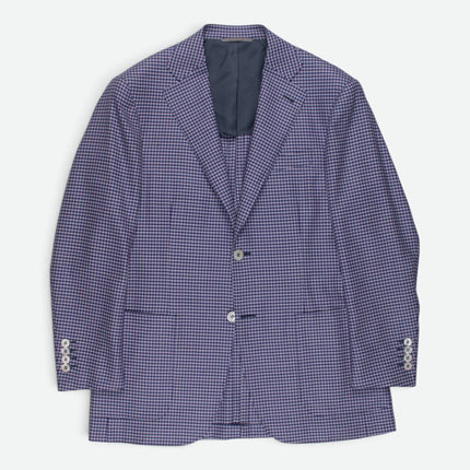 Blue and White Houndstooth Wool Unlined Blazer UK 36
