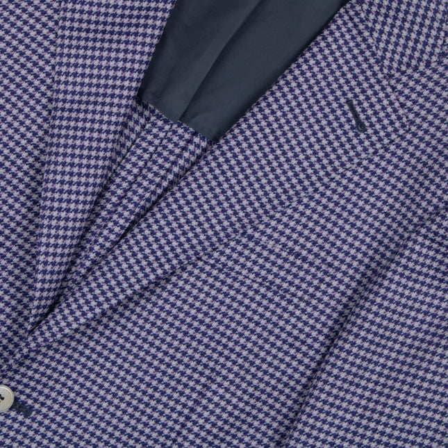 Blue and White Houndstooth Wool Unlined Blazer UK 36
