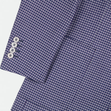 Blue and White Houndstooth Wool Unlined Blazer UK 36