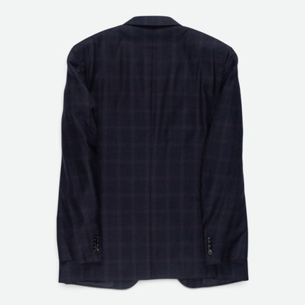 'Milano' Navy Blue Check Wool Modern Fit 2 Piece Suit UK 42/34