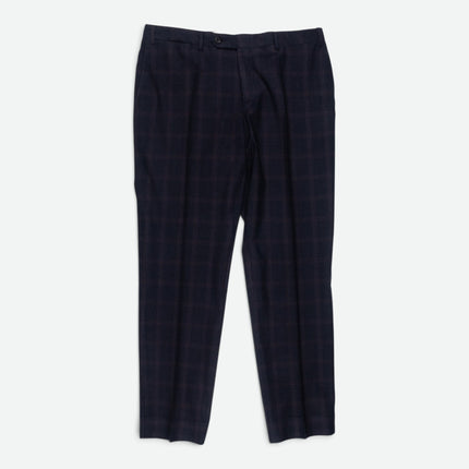 'Milano' Navy Blue Check Wool Modern Fit 2 Piece Suit UK 42/34