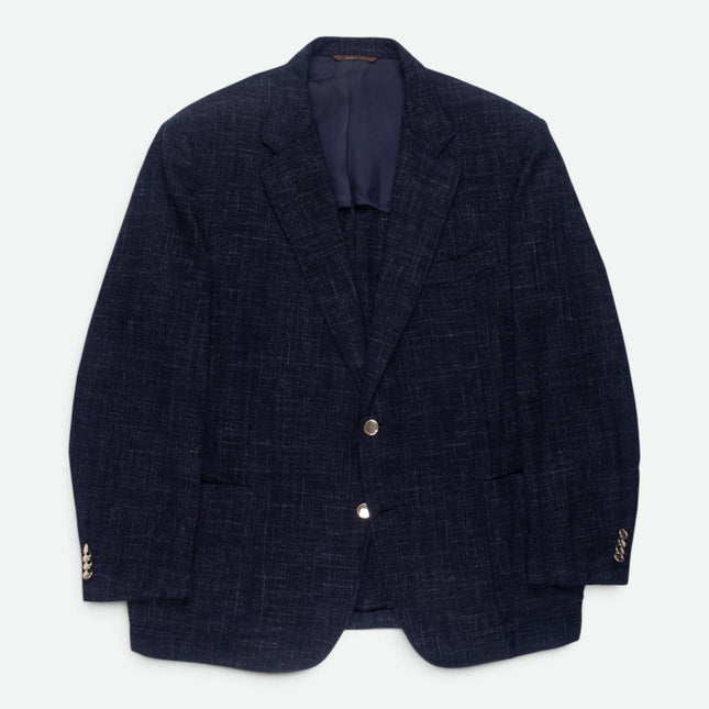 Navy Blue Wool Linen Blend Unlined Blazer UK 50