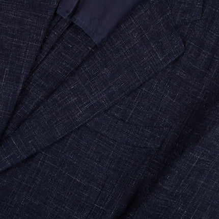 Navy Blue Wool Linen Blend Unlined Blazer UK 50