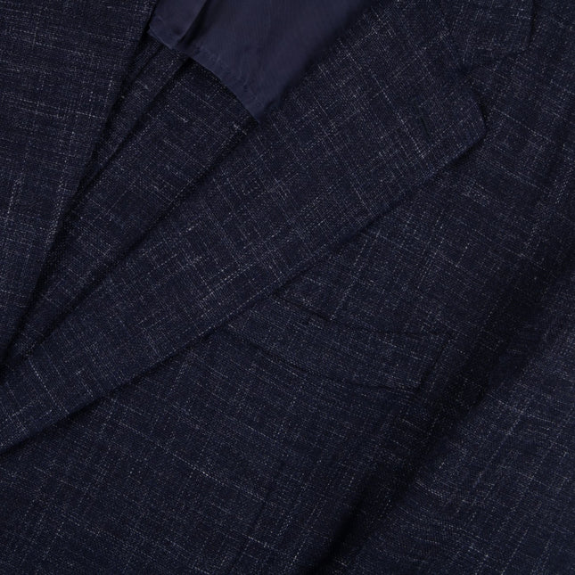 Navy Blue Wool Linen Blend Unlined Blazer UK 50