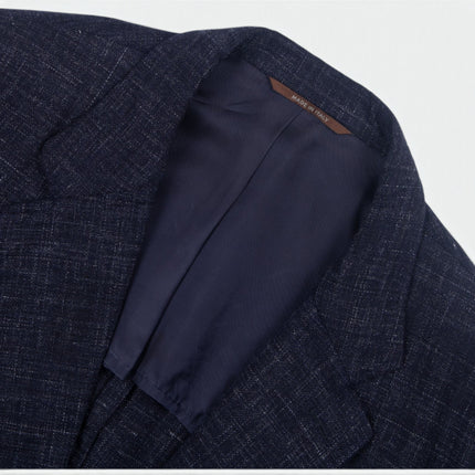 Navy Blue Wool Linen Blend Unlined Blazer UK 50