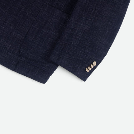 Navy Blue Wool Linen Blend Unlined Blazer UK 50