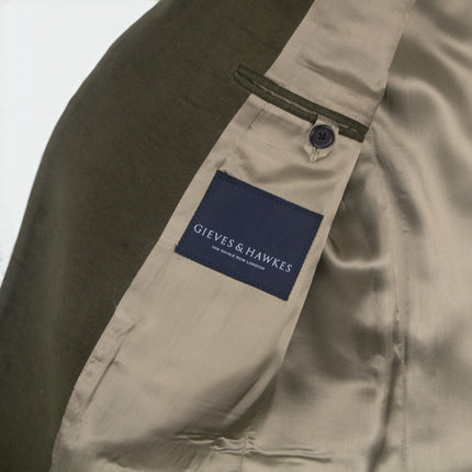 Dark Green Cotton Moleskin 2 Piece Suit UK 40L/36