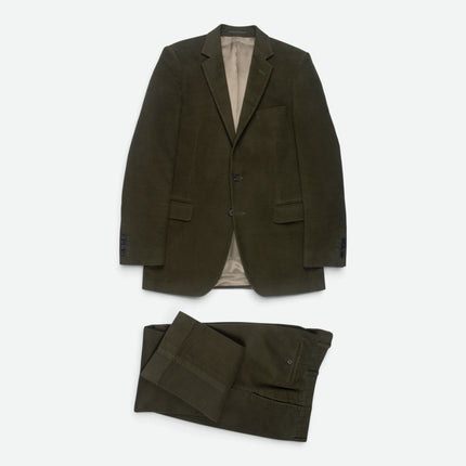 Dark Green Cotton Moleskin 2 Piece Suit UK 40L/36