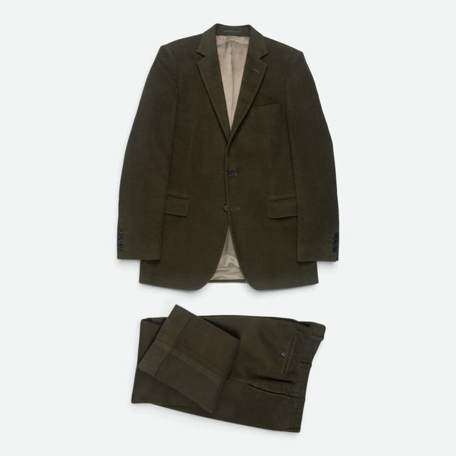 Dark Green Cotton Moleskin 2 Piece Suit UK 40L/36