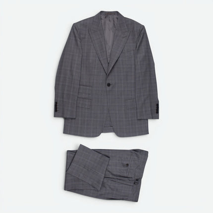 Grey Prince of Wales Check Wool Tailored Fit 2 Piece Suit UK 38/32