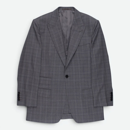 Grey Prince of Wales Check Wool Tailored Fit 2 Piece Suit UK 38/32