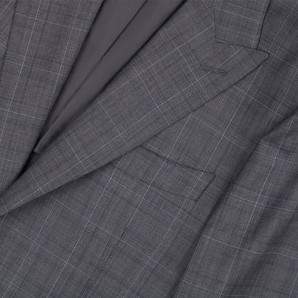 Grey Prince of Wales Check Wool Tailored Fit 2 Piece Suit UK 38/32