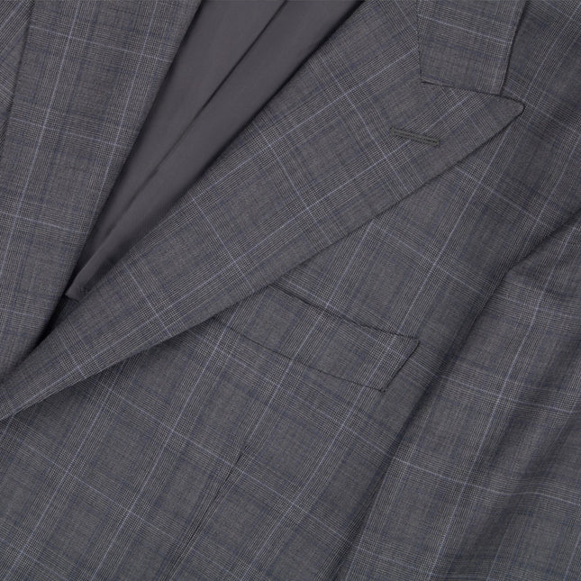 Grey Prince of Wales Check Wool Tailored Fit 2 Piece Suit UK 38/32