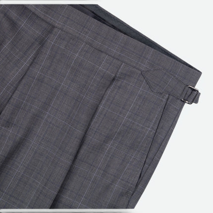 Grey Prince of Wales Check Wool Tailored Fit 2 Piece Suit UK 38/32
