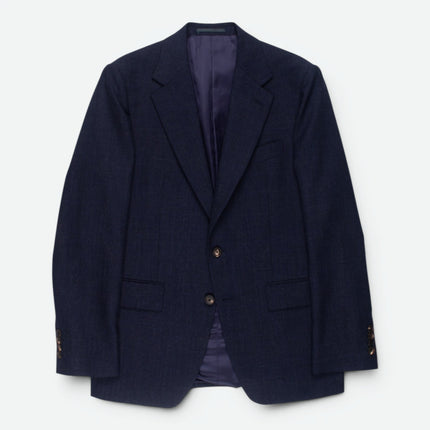 'Holbech' Navy Blue Check Wool Tailored Fit Blazer UK 40