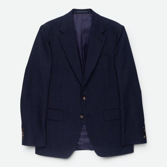 'Holbech' Navy Blue Check Wool Tailored Fit Blazer UK 40
