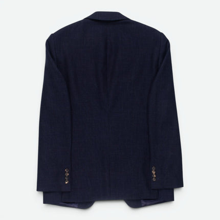'Holbech' Navy Blue Check Wool Tailored Fit Blazer UK 40