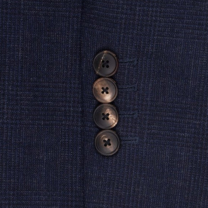 'Holbech' Navy Blue Check Wool Tailored Fit Blazer UK 40