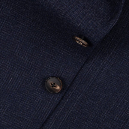 'Holbech' Navy Blue Check Wool Tailored Fit Blazer UK 40