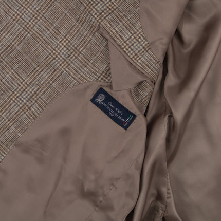 Brown Prince of Wales Check Super 130s Wool Tailored Fit Blazer UK 46