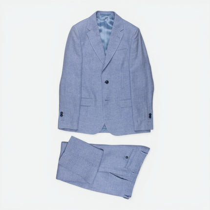 Light Blue Linen Tailored Fit 3 Piece Suit UK 38/32