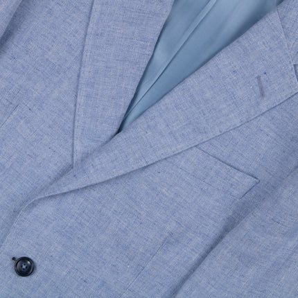 Light Blue Linen Tailored Fit 3 Piece Suit UK 38/32