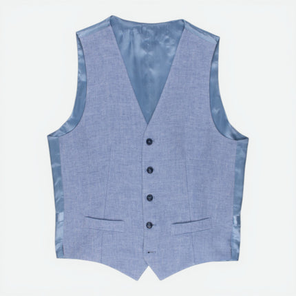 Light Blue Linen Tailored Fit 3 Piece Suit UK 38/32