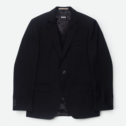 'H-Huge' Black Stretch Wool Blend Slim Fit 2 Piece Suit UK 36/30