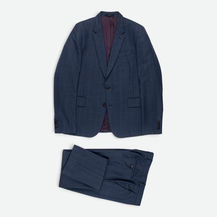 Soho '1439' Blue Check Wool Tailored Fit 2 Piece Suit UK 42/34