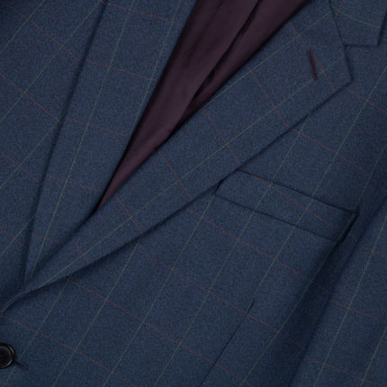 Soho '1439' Blue Check Wool Tailored Fit 2 Piece Suit UK 42/34
