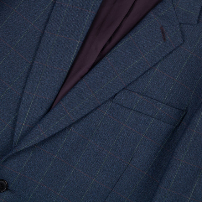 Soho '1439' Blue Check Wool Tailored Fit 2 Piece Suit UK 42/34