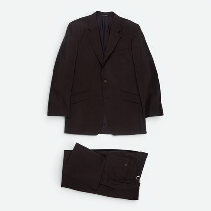Vintage Dark Brown Mohair Wool Blend Classic Fit 2 Piece Suit UK 40/34