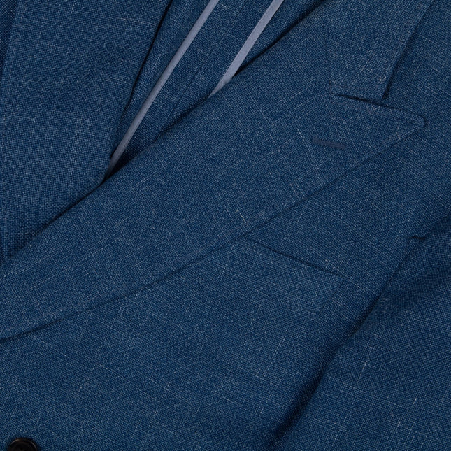 Blue Wool Silk Linen Blend Unlined Tailored Fit Blazer UK 42